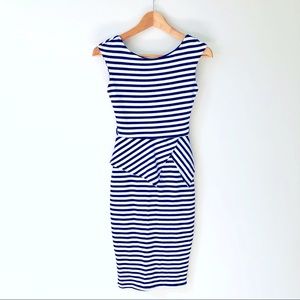 Striped Peplum Midi Dress